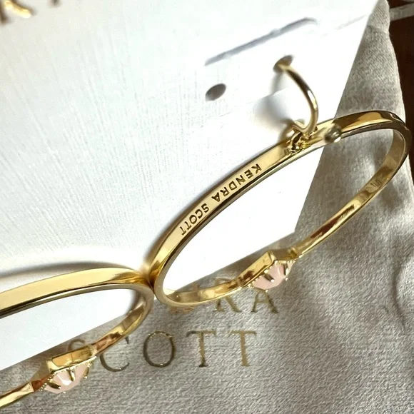 NEW Kendra Scott Elberta Rose Quartz Hoop Earrings - Picture 3 of 5